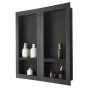 VEVOR Shower Niche, 40.6 x 81.3 cm + 40.6 x 81.3 cm Recessed Wall Niche with Movable Shelf, 10.2 cm Thick Modern Soap & Shampoo Storage Organizer,Square Corners,Sealed Waterproof, Black for Bathroom