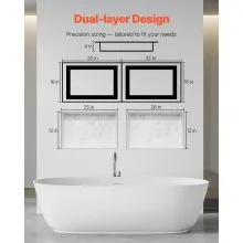 Shower Niche 16"x 32"+ 16"x 32"Recessed Wall Shelf for Bathroom