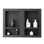 VEVOR Shower Niche, 40.6 x 61.0 cm + 40.6 x 61.0 cm Recessed Wall Niche with Movable Shelf, 10.2 cm Thick Modern Soap & Shampoo Storage Organizer,Square Corners,Sealed Waterproof, Black for Bathroom