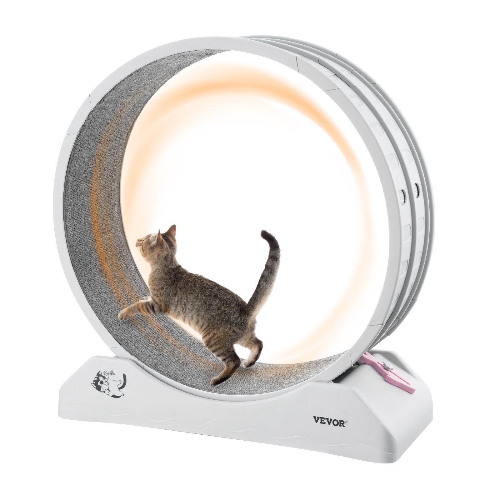VEVOR Cat Exercise Wheel, 31.5 in, Large Cat Running Wheel with Secure Brake & Carpeted Runway, Quiet Operation Cat Treadmill, Indoor Cats Exerciser Wheel for Pets Weight Loss & Health White