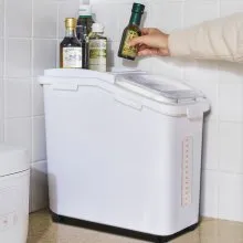 VEVOR Ingredient Storage Bin, 11.4 Gallon Capacity Shelf Ingredient Bin, 280 Cup Flour Bins on Wheels Commercial Prosave Shelf-storage Ingredient Bin with Lid and Scoop Rice Bin for Kitchen White