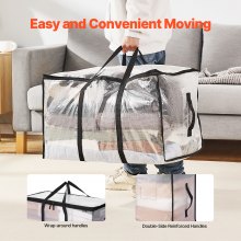 90L 6 Pack Large Cloth Storage Bags Duvet Bedding Clothing Organizer with Zip