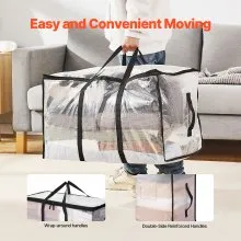 VEVOR 90L Large Storage Bags, 6 Pack Clothes Storage Bins, Foldable Closet Organizers Containers with Reinforced Handle, Plastic Storage Bags for Clothing, Blanket, Comforter, Bed Sheet, and Pillow