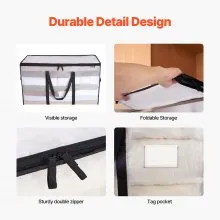 VEVOR 90L Large Storage Bags, 6 Pack Clothes Storage Bins, Foldable Closet Organizers Containers with Reinforced Handle, Plastic Storage Bags for Clothing, Blanket, Comforter, Bed Sheet, and Pillow