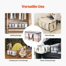 VEVOR 90L Large Storage Bags, 6 Pack Clothes Storage Bins, Foldable Closet Organizers Containers with Reinforced Handle, Plastic Storage Bags for Clothing, Blanket, Comforter, Bed Sheet, and Pillow
