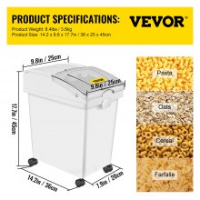 VEVOR Ingredient Bin, 5.2 Gallons Capacity Ingredient Storage Bin, PP Material Flour Bins On Wheels, White Shelf Ingredient Bin with Scoop and Sliding Lid, Commercial Storage Bins, 2 Pcs/Set