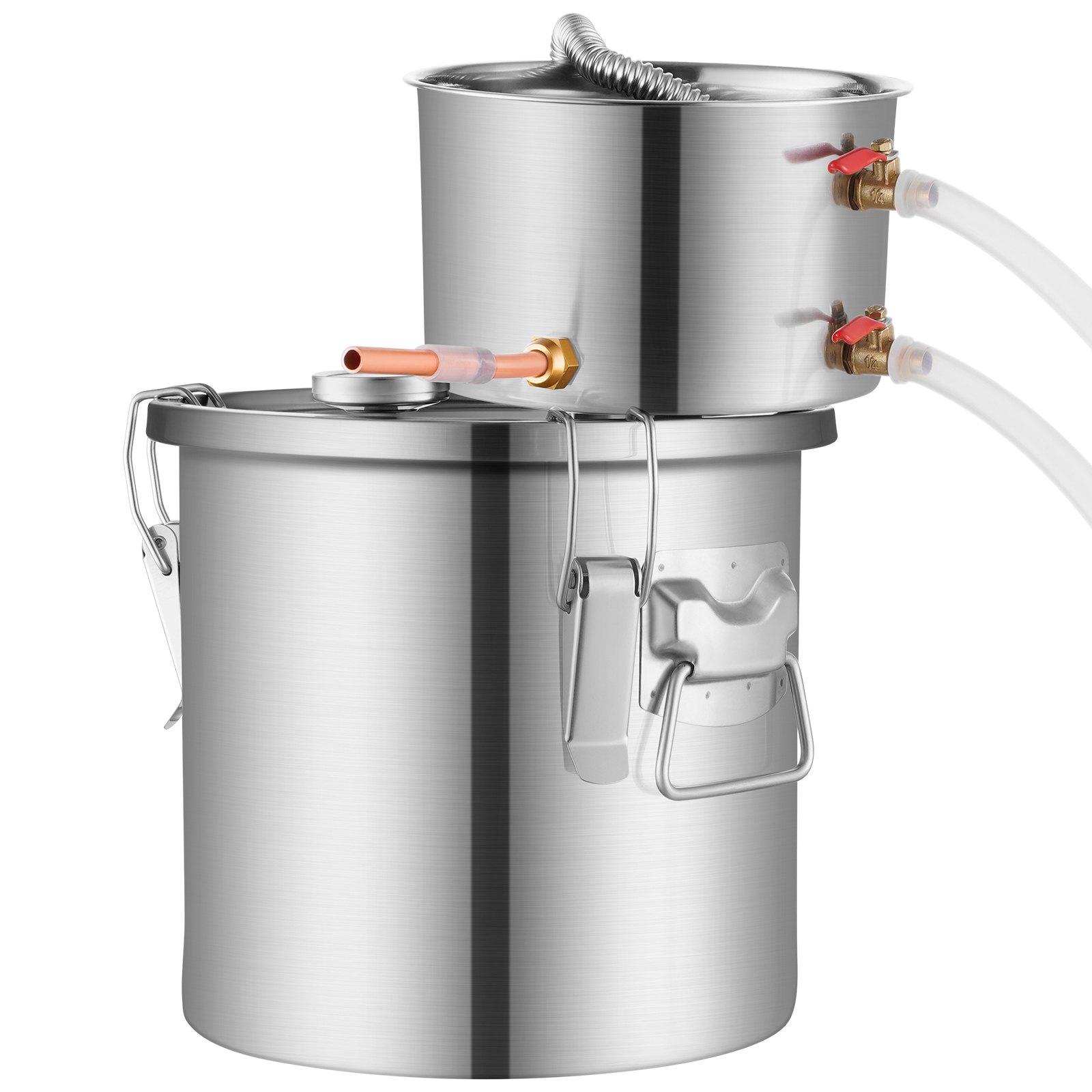 VEVOR Alcohol Still, 3 Gal / 11.4 L Stainless Steel Water Alcohol Distiller with Coil Cooling, Home Brewing Refining Fermentation Kit with Dual Display Thermometer, for Wine Whisky Brandy, Silver