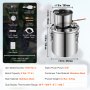 VEVOR Alcohol Still, 3 Gal / 11.4 L Stainless Steel Water Alcohol Distiller with Coil Cooling, Home Brewing Refining Fermentation Kit with Dual Display Thermometer, for Wine Whisky Brandy, Silver