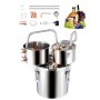 VEVOR Alcohol Still, 3 Gal / 11.4 L Stainless Steel Water Alcohol Distiller with Copper Coil for Fast Cooling, Dual Condenser Distiller Kit with Secondary Distillation, for Wine Whisky Brandy, Silver