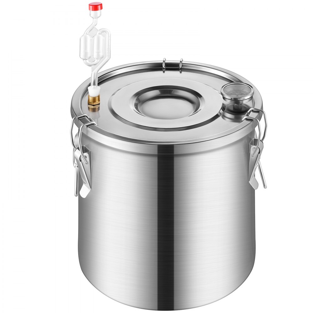 VEVOR Alcohol Still, 3 Gal / 11.4 L Stainless Steel Water Alcohol Distiller with Copper Coil for Fast Cooling, Dual Condenser Distiller Kit with Secondary Distillation, for Wine Whisky Brandy, Silver