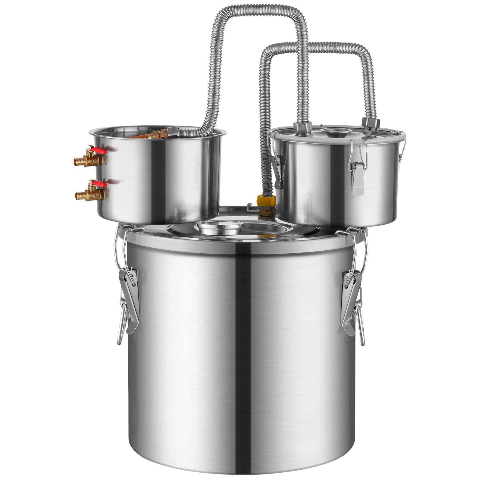 VEVOR Alcohol Still, 3 Gal / 11.4 L Stainless Steel Water Alcohol Distiller with Copper Coil for Fast Cooling, Dual Condenser Distiller Kit with Secondary Distillation, for Wine Whisky Brandy, Silver
