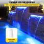 VEVOR Pool Fountain Spillway 11,8x3,2x8,1 Tommer, Fountain Spilway Blue Strip LED-lys, Pool Waterfall Fountain Solid Akryl, Pool Vandfald til Have Dam, Swimming Pool, Firkanter