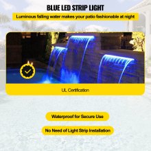 VEVOR Pool Fountain Spillway 11.8x3.2x8.1 Inches, Fountain Spilway Blue Strip LED Light, Pool Waterfall Fountain Solid Acrylic, Pool Waterfall for Garden Pond, Swimming Pool, Squares