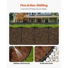 VEVOR Landscape Edging 100 ft x 1.5 in L-Shaped Plastic Garden Border No Dig