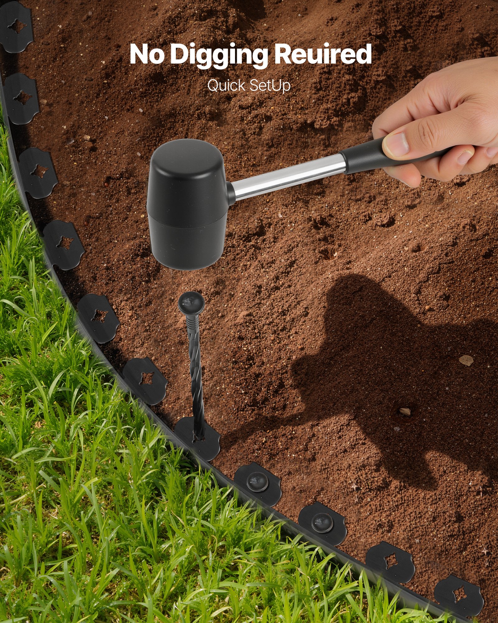 VEVOR Landscape Edging, 3000 x 4 cm Plastic Garden Border Edging with 120 Spikes, No Dig, Flexible Lawn Edgings Roll, UV-Resistant Mini Fence Borders Pathway Edgings for Flower Beds Yard Paver