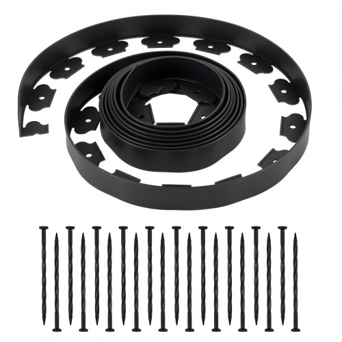 VEVOR Landscape Edging, 20 ft x 2 in Plastic Garden Border Edging with 120 Spikes, No Dig, Flexible Lawn Edgings Roll, UV-Resistant Mini Fence Borders Pathway Edgings for Flower Beds Yard Paver