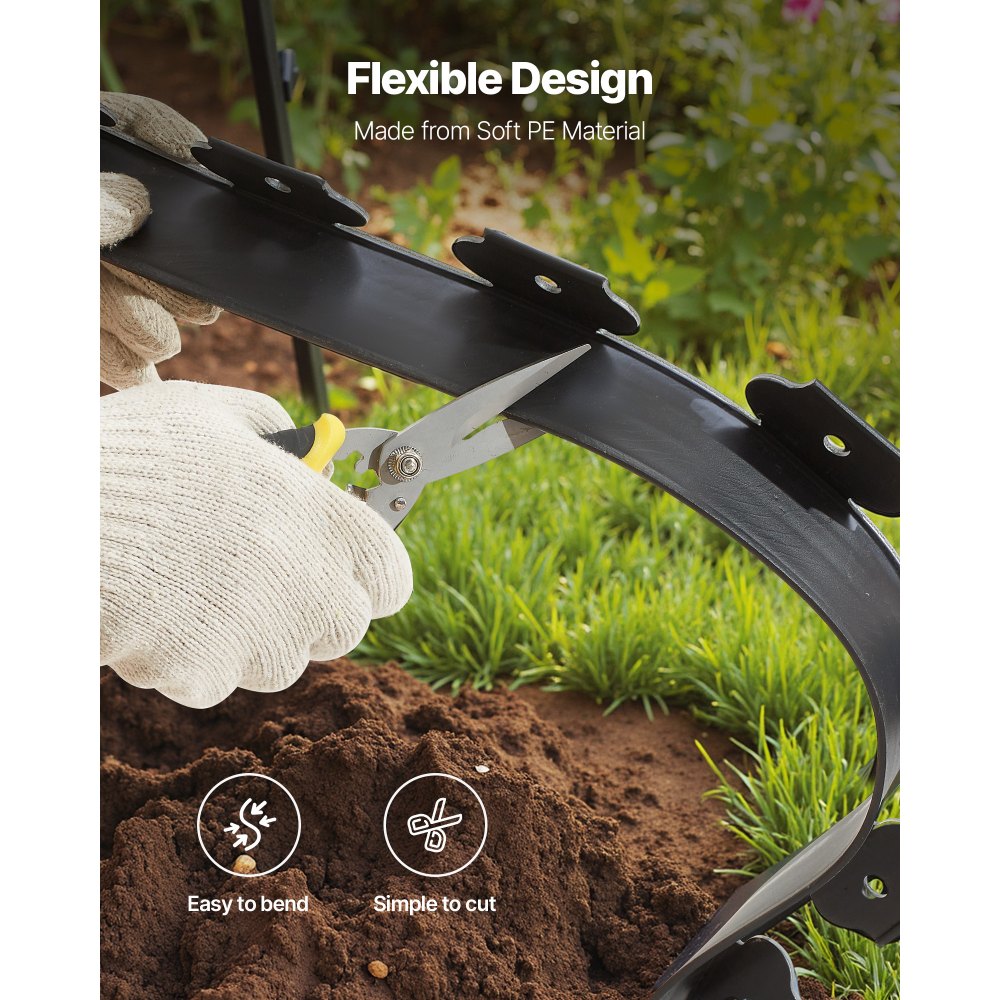 VEVOR Landscape Edging, 20 ft x 2 in Plastic Garden Border Edging with 120 Spikes, No Dig, Flexible Lawn Edgings Roll, UV-Resistant Mini Fence Borders Pathway Edgings for Flower Beds Yard Paver