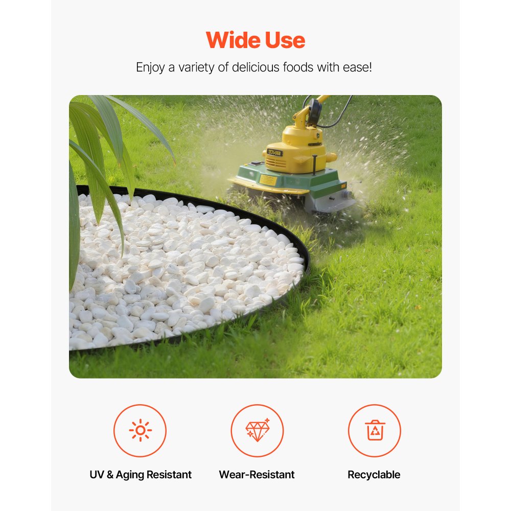 VEVOR Landscape Edging, 20 ft x 2 in Plastic Garden Border Edging with 120 Spikes, No Dig, Flexible Lawn Edgings Roll, UV-Resistant Mini Fence Borders Pathway Edgings for Flower Beds Yard Paver