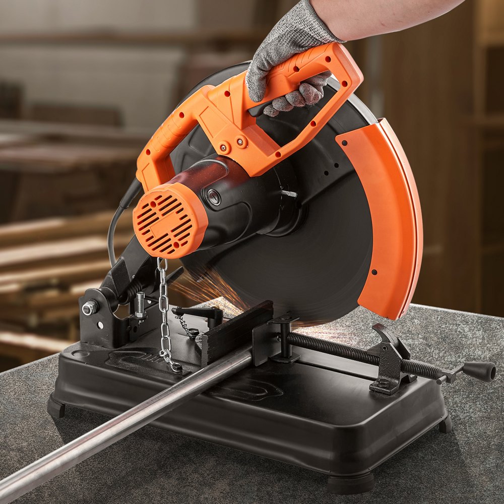 VEVOR Abrasive Chop Saw, 14"/355mm Blade Diameter Cut Off Saw, 2300W 3600RPM Steel Cutting Machine, 0-45° Adjustable Angle Miter Saw for Cutting Metal Cutting Chop Saw for Steel/Rebar/Iron/Aluminum