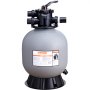 VEVOR sand filter system with multi-port valve, pressure gauge, and durable grey tank.