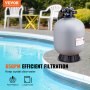VEVOR Sand Filter, 24-inch, Up to 65 GPM Flow Rate, Above Inground Swimming Pool Sand Filter System with 7-Way Multi-Port Valve, Filter, Backwash, Rinse, Recirculate, Waste, Winter, Closed Functions