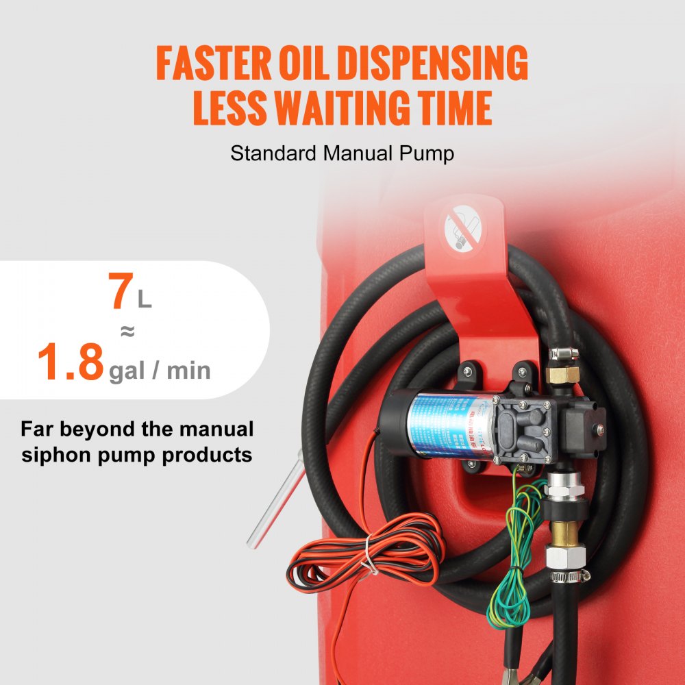 VEVOR Fuel Caddy, 32 Gallon, Portable Fuel Storage Tank On-Wheels, with 12V DC 140 W Transfer Pump (for Diesel Only), Diesel Fuel Container with 13 Ft Hose, Flow Rate 40L/min, for Trucks, Boats