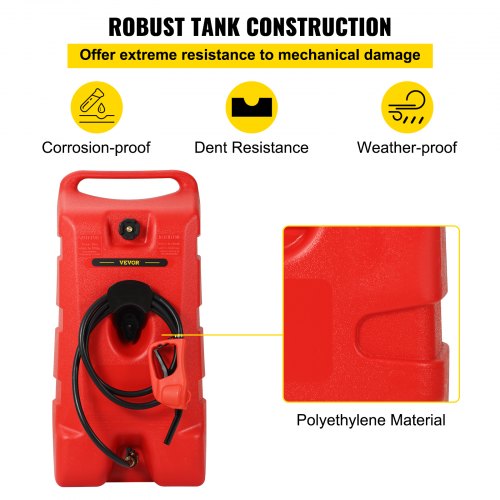 VEVOR 14 Gallon Fuel Caddy, Gas Storage Tank on-Wheels, with Siphon Pump and 9.8 ft Long Hose, Gasoline Diesel Fuel Tank for Cars, Lawn Mowers, ATVs, Boats, More, Red