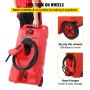 VEVOR 14 Gallon Fuel Caddy, Gas Storage Tank on-Wheels, with Siphon Pump and 9.8 ft Long Hose, Gasoline Diesel Fuel Tank for Cars, Lawn Mowers, ATVs, Boats, More, Red