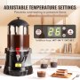 VEVOR hot chocolate dispenser with adjustable temperature settings displayed in a cozy kitchen setup.