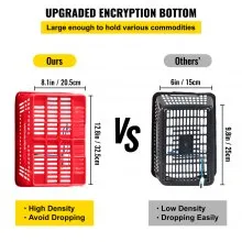 VEVOR Shopping Basket, 16.9 x 11.8 x 8.7 in/42.8 x 30 x 22 cm((L x W x H), Plastic Handle and Iron Stand, Set of 12 Store Baskets with Durable PE Material Used for Supermarket, Retail, Bookstore, Red