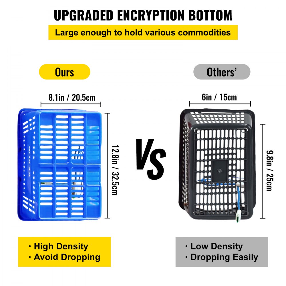 VEVOR Shopping Basket, 16.9 x 11.8 x 8.7 in/42.8 x 30 x 22 cm((L x W x H), Plastic Handle and Iron Stand, Set of 12 Store Baskets with Durable PE Material Used for Supermarket, Retail, Bookstore, Blue