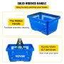 VEVOR Shopping Basket, 16.9 x 11.8 x 8.7 in/42.8 x 30 x 22 cm(L x W x H), Plastic Handle and Iron Stand, Set of 12 Store Baskets with Durable PE Material Used for Supermarket, Retail, Bookstore, Blue