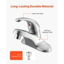 VEVOR Single Handle Sink Faucet Chrome-Plated Silver Kitchen Water Faucet