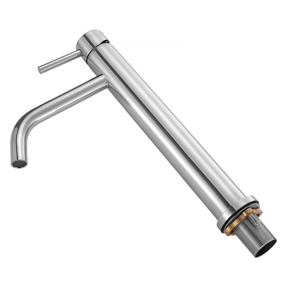 VEVOR Single Handle Sink Faucet, Chrome-Plated Silver Faucet Kitchen Sink, 1 or 3 Hole Kitchen Water Faucets with Push-Button Drain, Suitable for Bathroom, RV, Bar, Public Restroom, High Arc Faucets