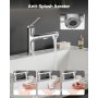 VEVOR Single Handle Sink Faucet, Single Handle Pull Out Faucet 1 or 3 Hole, Brushed Nickel Stainless Steel Sink Faucets with Push-Button Switch, Suitable for Bathroom, RV, Public Restroom, Lead-free