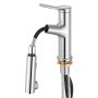 VEVOR Single Handle Sink Faucet, Single Handle Pull Out Faucet 1 or 3 Hole, Brushed Nickel Stainless Steel Sink Faucets with Push-Button Switch, Suitable for Bathroom, RV, Public Restroom, Lead-free