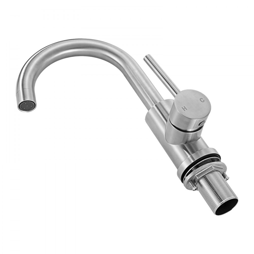 VEVOR Single Handle Sink Faucet, Brushed Nickel Single Handle Bathroom Faucet, Kitchen Water Faucets with Anti-Splash Aerator, Suitable for Bathroom, RV, Bar Sink, Public Restroom, High Arc Spout