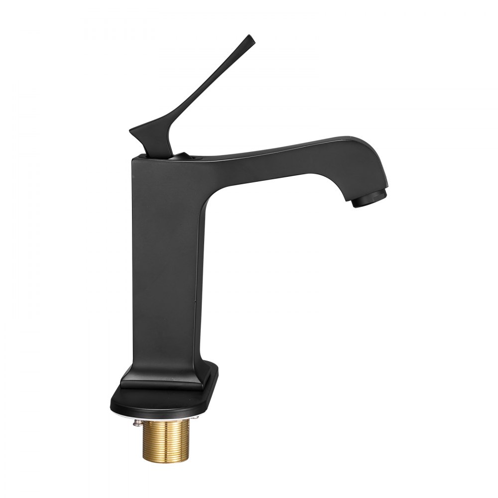 VEVOR Single Handle Sink Faucet, Matte Black Finish Faucet Kitchen Sink, Kitchen Water Faucets with Push-Button Drain, Suitable for Bathroom, RV, Bar Sink, Public Restroom, Waterfall-Style Spout