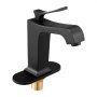 VEVOR Single Handle Sink Faucet, Matte Black Finish Faucet Kitchen Sink, Kitchen Water Faucets with Push-Button Drain, Suitable for Bathroom, RV, Bar Sink, Public Restroom, Waterfall-Style Spout