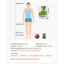 2 Gallon Fish Tank Aquarium Smart Arch Clear GPPS 3 Color Self Cleaning