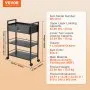 VEVOR Beauty Salon Trolley Cart, 3-Tier Hair Salon Stations Cabinet for Stylist with Lockable Drawer, MDF Rolling Storage Station with 4 Wheels (2 Lockable) for Beauty SPA Barbershop Tattoo