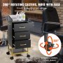 VEVOR Beauty Salon Storage Trolley Cart, Glass Top Hair Salon Station Cabinet for Stylist with Drawer & Dryer Holder, MDF Rolling Hairdressing Salon Cart on 4 Wheels (2 Lockable) for Barber Beauty SPA