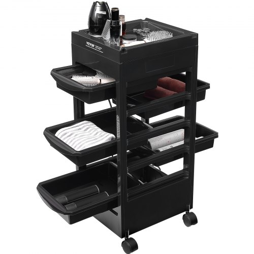 VEVOR Beauty Salon Trolley Cart, Plastic Salon Rolling Cart for