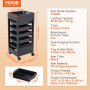 VEVOR Beauty Salon Trolley Cart, Plastic Salon Rolling Cart for Stylist with 5 Removable Drawers & Dryer Holder, Rolling Hairdressing Cart with 4 Wheels (2 Lockable) for Beauty SPA Barbershop