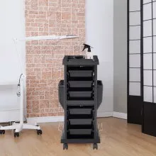VEVOR Ultimate Salon Trolley Cart, Lockable Beauty Salon Cart for Stylist with 6 Removable Drawers & Tool Holder, Plastic Hairdressing Rolling Cart with Lockable Wheels for Beauty SPA Barber