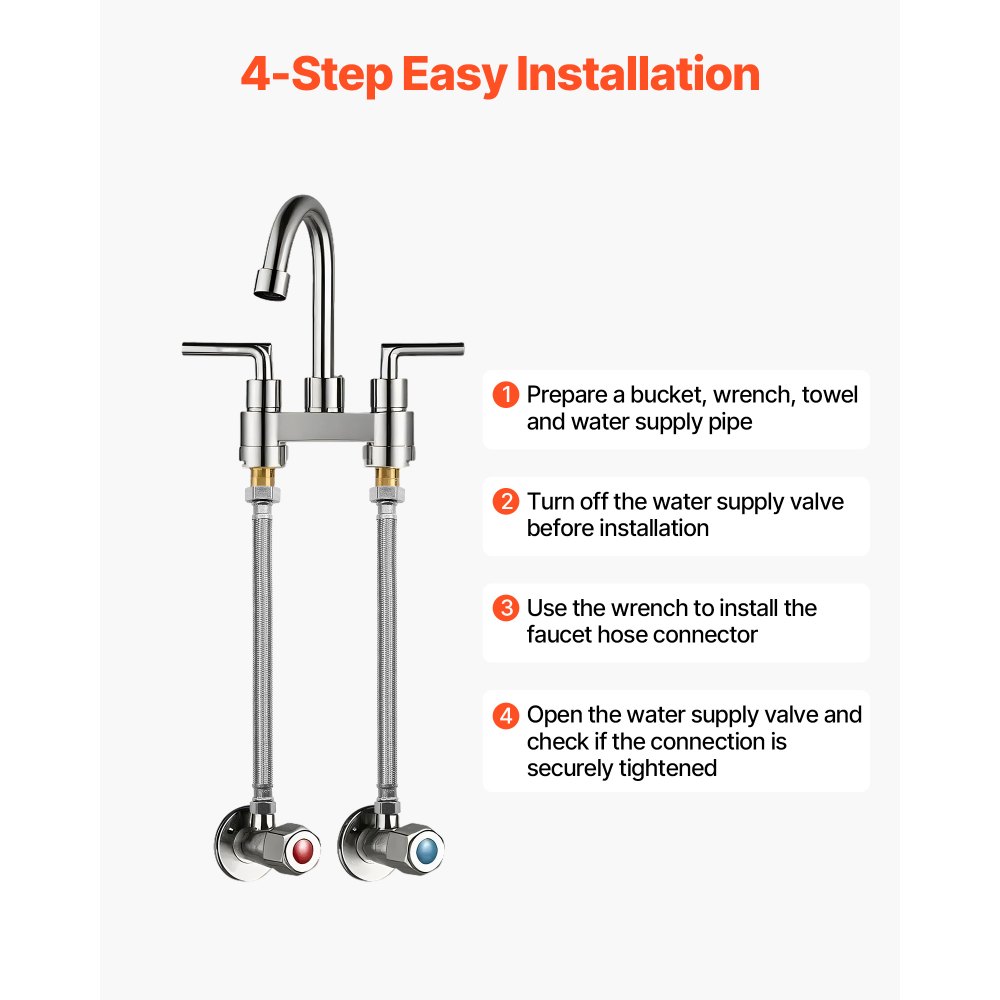 VEVOR Faucet Hose Connector, 16-Inch Length, 3/8 Inch Comp x 1/2 Inch FIP 10-Pack Braided Stainless Steel Faucet Supply Line, Faucet Hose Connects Kitchen Bathroom Sink to Water Supply, Certified Safe