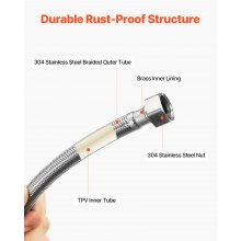 Faucet Supply Line Connector 16 in Length 10 PCS Braided Stainless Steel
