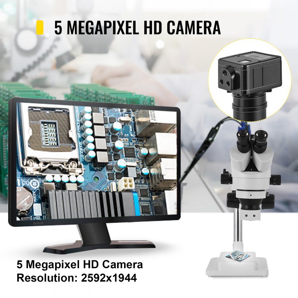 Vevor Trinocular Stereo Microscope Zoom Microscope 3.5x-90x 5mp Camera&led Light