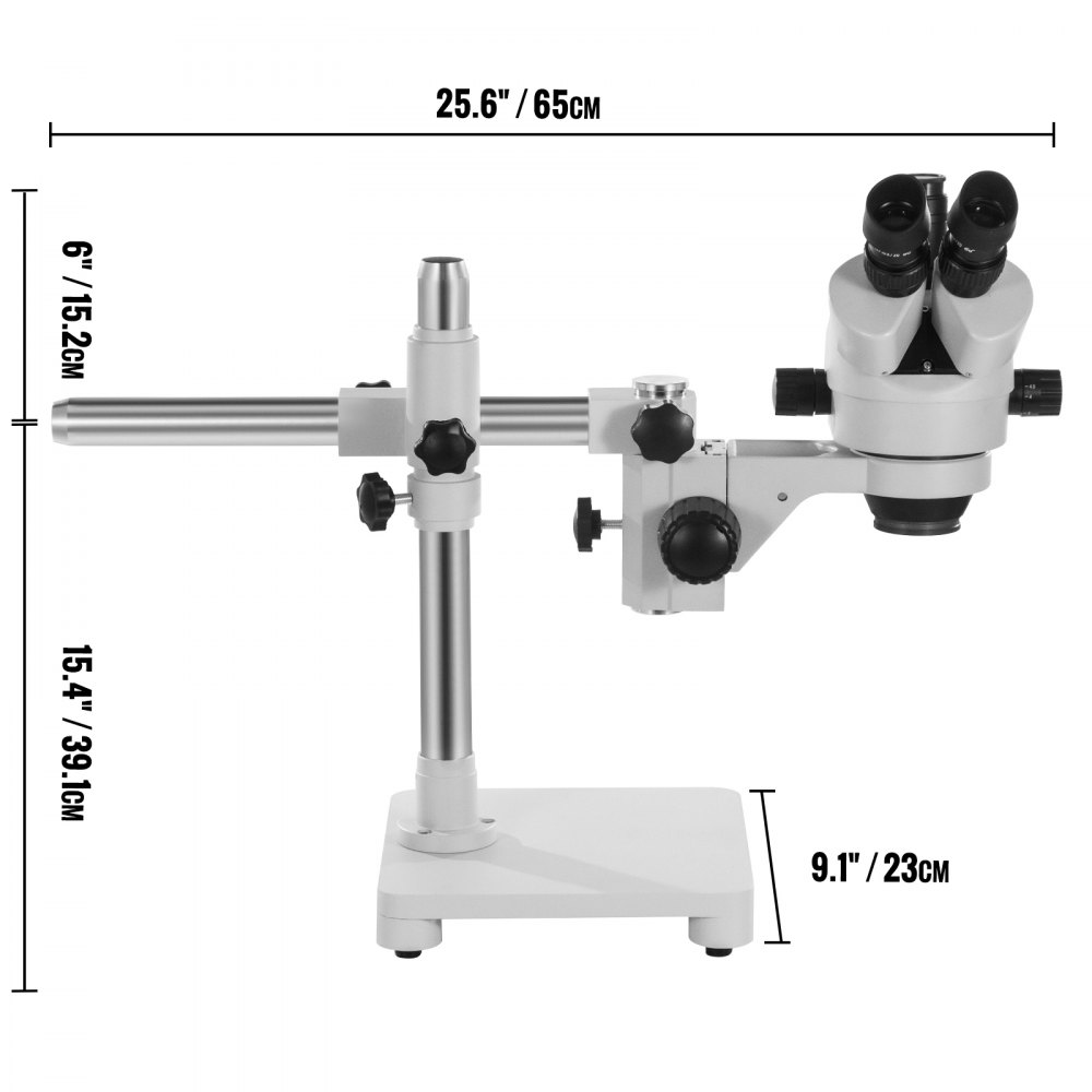 Microscopio estéreo trinocular VEVOR Microscopio con zoom de aumento 7X-45X Oculares WF10X Microscopio estéreo de laboratorio Microscopio estéreo de laboratorio con objetivo de zoom 0.7X-4.5X con luz LED y soporte de brazo único