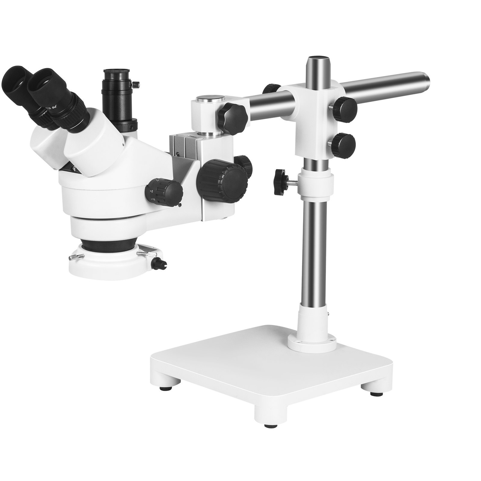 Microscopio estéreo trinocular VEVOR Microscopio con zoom de aumento 7X-45X Oculares WF10X Microscopio estéreo de laboratorio Microscopio estéreo de laboratorio con objetivo de zoom 0.7X-4.5X con luz LED y soporte de brazo único